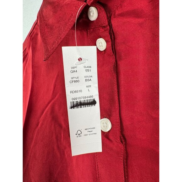 J.Crew Amelia popover shirtdress in drapey‎ viscose twill red preppy sz L - Picture 3 of 7